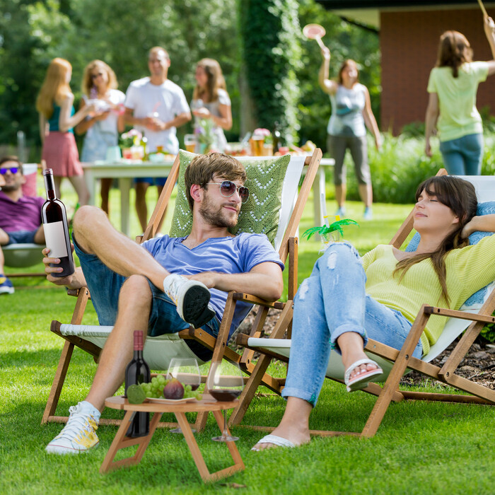 Relaxdays Round Bamboo Picnic/Wine Table