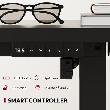 SANODESK Electric Standing Desk with Memory - 120x60cm White & Black