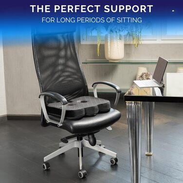 Ортопедичне сидіння Healthfix® для офісу, авто та дому. З м'якої піни Memory Foam для підтримки попереку та полегшення болю. (Сидіння, подушка, 45-70 кг)