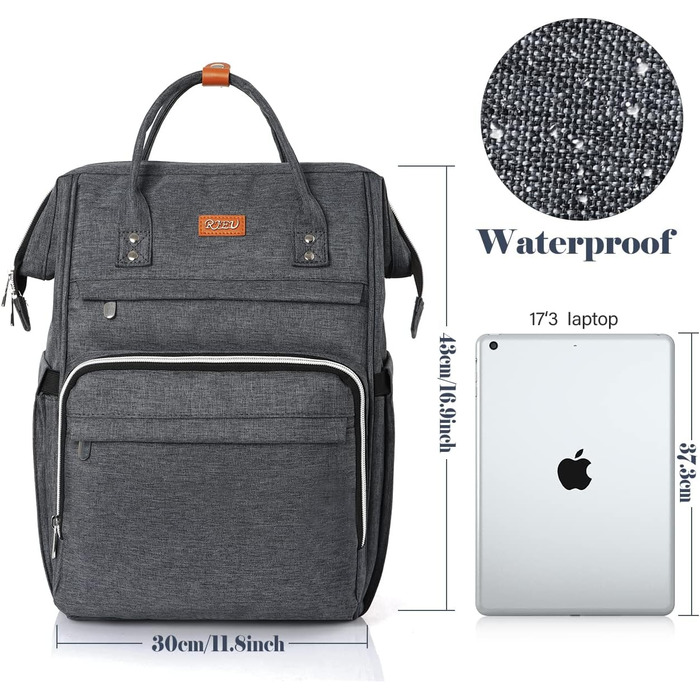 Жіночий рюкзак для школи та подорожей з відділенням для ноутбука 15.6 дюймів та USB-портом для зарядки, сірий (S41-darkgray)