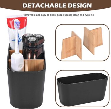 Організатор для ванної кімнати Schwarz 5-секційний з тримачем для зубних щіток