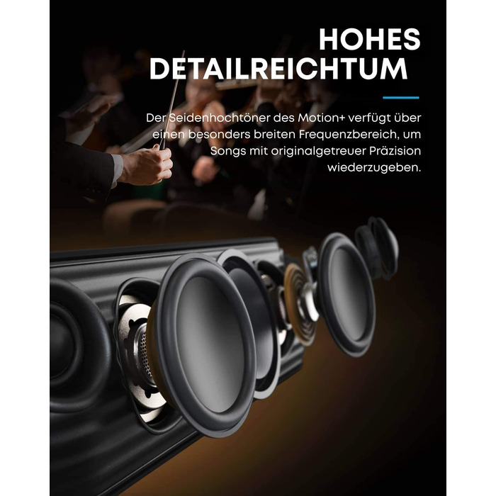 Soundcore Motion+ Портативна Bluetooth Колонка HiFi 30W, Глибокий Бас, IPX7, 12h, USB-C, App, Чорний