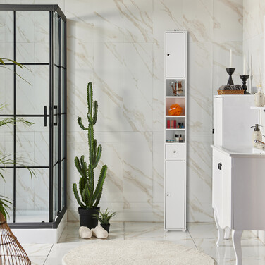 Relaxdays Tall Bathroom Cabinet with 2 Doors