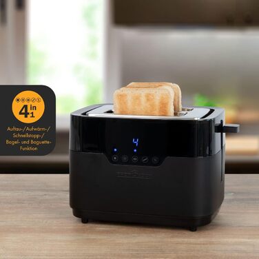 Тостер ProfiCook PC-TA 1244: 2 відділення, сенсорне управління, підігрів, хрустка скоринка | Чорний