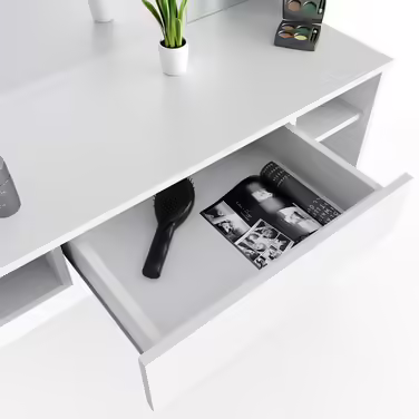Vicco Vanity Table Daenerys, Dressing Table White, 100 cm White (White, with mirror & stool)