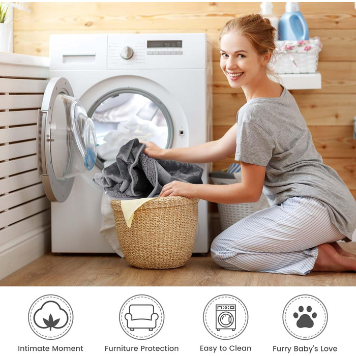 PETTOM Плед для собак і котів з флісу, водовідштовхуючий, 152 x 127 см (Сірий + Темно-сірий)