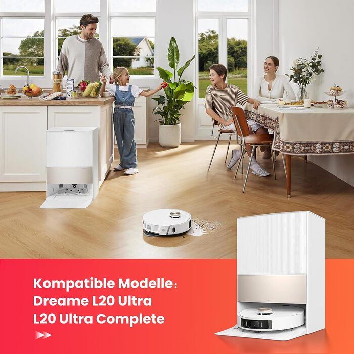 Комплект аксесуарів TriCut для Dreame L10s Ultra Gen 3 / L50 Ultra / X40 Ultra / L40 Ultra / X40 Master / Mova P50 Pro Ultra: 6 пилозбірників, 4 бічні щітки, 4 серветки для миття, 4 фільтри, 1 основна щітка (сумісно з L20)