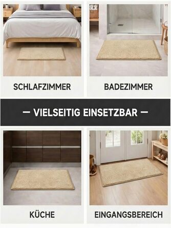 Килимок вхідний 50x80 см протибрудний для дому, антиковзаючий килим з мікрофібри з гумовою основою для передпокою, кухні та ванної, бежевий