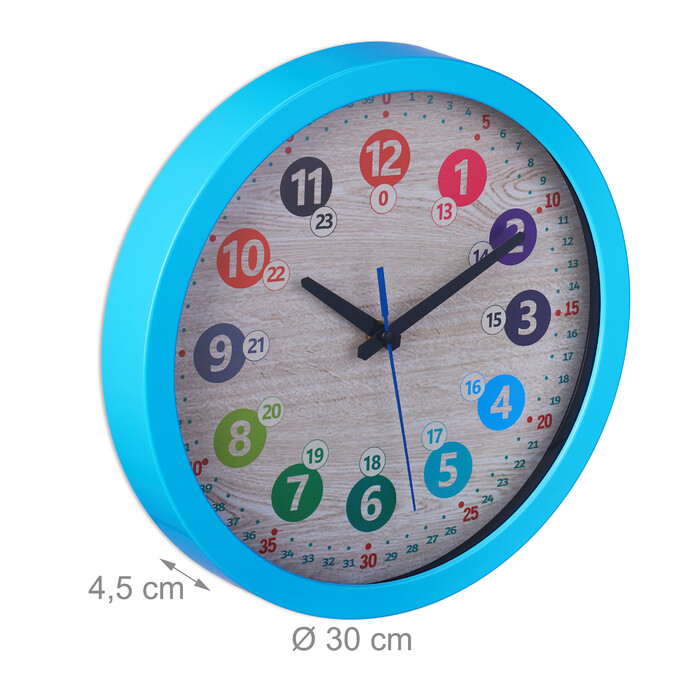 Relaxdays Blue Wall Clock for Kids