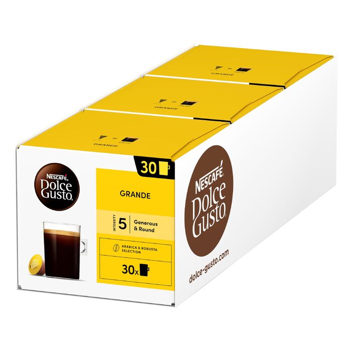 Кавові капсули NESCAFÉ Dolce Gusto Grande, 3 упаковки по 30 капсул (загалом 90 шт)