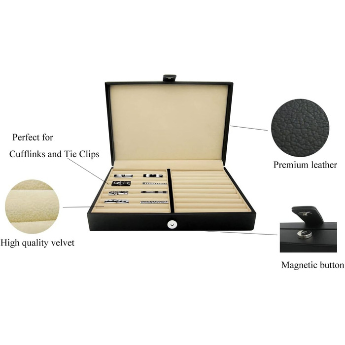 Скрінька для прикрас Honey Bear з екошкіри, чорна, для краваток, запонок, чоловіча/жіноча