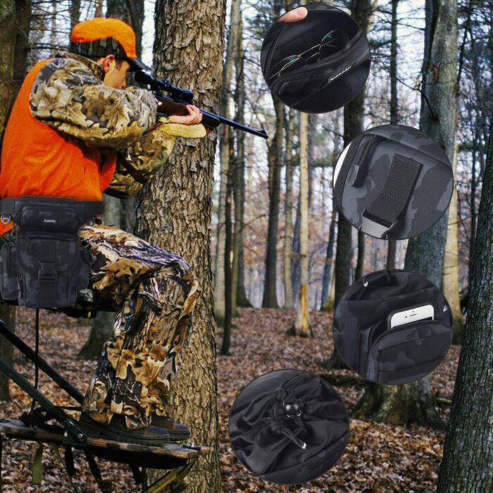 Тактична набедрена сумка Jueachy, водонепроникна, для мотоциклів, риболовлі, кемпінгу (чорний камуфляж)