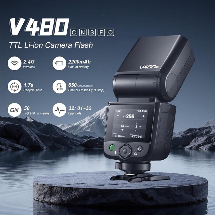 Спалах для камери Godox V480O: потужний TTL-спалах GN50 для Olympus та Panasonic