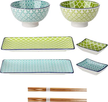 Набір посуду Vancasso HARUKA Sushi Set для суші (8 предметів) з порцеляни, японський стиль, для 2 осіб, включає тарілки для суші та соусники
