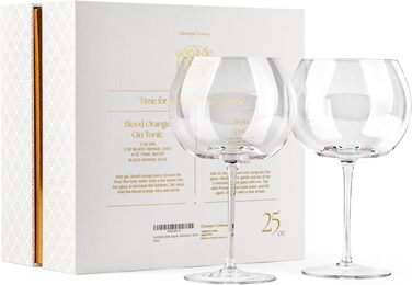 Бокали для джину та коктейлів Glässique Cadeau 2 шт, 730 мл, кришталь, високі, подарунковий набір для поціновувачів джину