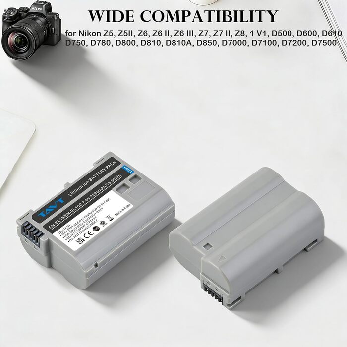 Акумулятор Nikon EN-EL15/EN-EL15C 2x2280mAh + Зарядний пристрій для Nikon Z7/Z8/Z6/Z5/D850/D810/D750/D500