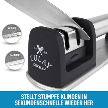 Точилка для ножів Zulay: для прямих та зубчастих лез, з кераміки та вольфраму. Ручна заточка ножів, для кухні та кишенькових ножів. 2-ступенева точилка для стільниці.