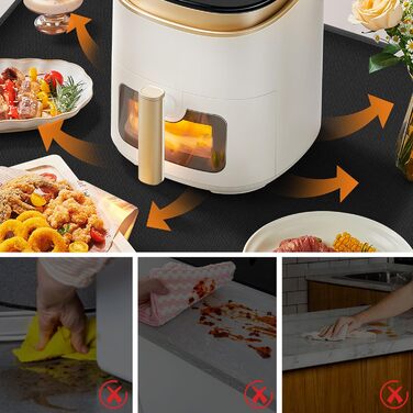 Термостійкий килимок для кухні 80x45 см - захист від нагрівання, силіконовий, чорний