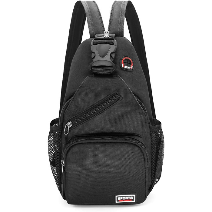 Сумка-слінг через плече чорна, рюкзак-сумка для жінок та чоловіків, сумка через тіло, спортивна сумка, casual, для подорожей та шопінгу