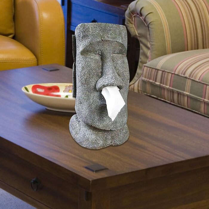 Tissue Box, Easter Island Tissue Holder, Cosmetic Tissue Box for Kitchen Bathroom Bedroom Face Portrait Tissue Box Snot Type Container Holder