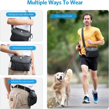 Сумка для ласощів для собак Brifit з магнітною застібкою, для тренувань, з регульованим шнурком, знімною внутрішньою кишенькою та дозатором для пакетів, 4 x 22 x 27 см