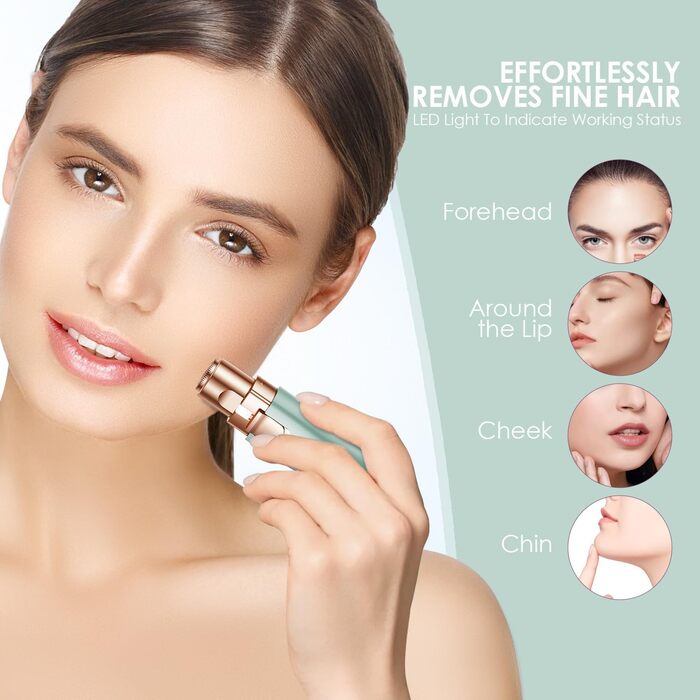 Триммер для обличчя та брів VG VOGCREST 2-в-1, акумуляторний, з LED-підсвіткою (Рожеве золото, Зелений)