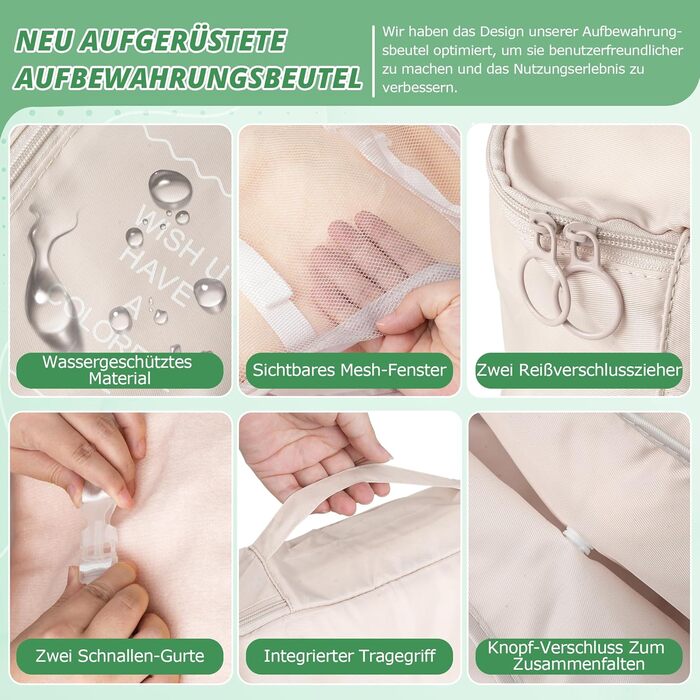 Органайзер для валізи 10 шт. Набір кубиків для пакування, водонепроникні сумки для одягу, взуття, косметики та аксесуарів. Чорний та бежевий кольори.