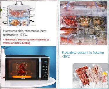 200 Vacuum Bags 10x15/15x20/20x25/20x30, Freezer Bags, Sous Vide Bags, BPA-Free, Embossed Air Channels, for all Vacuum Sealers & Food Vacuum Machines, for Vegetables, Meat, etc.