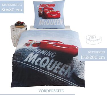Комплект постільної білизни Cars для хлопчиків 135x200/80x80, бавовна, Disney