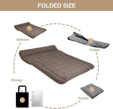 Надувний матрац для авто Vinteky з електричним насосом, 180x145 см, сірий (для кемпінгу, подорожей)