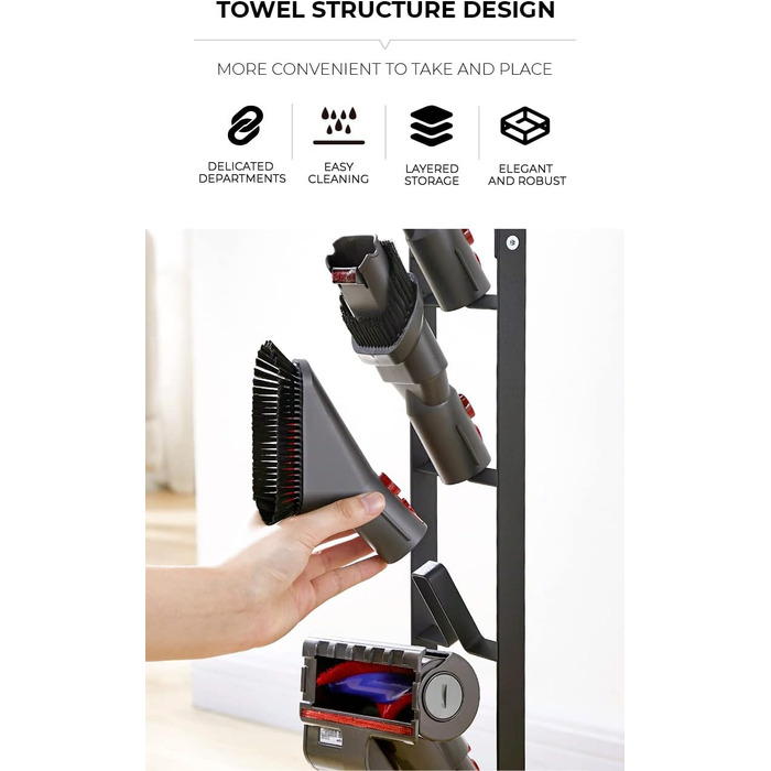 Dyson Vacuum Stand - Compatible with Dyson V15, V12, V11, V10, V8, V7, V6 & DC58, DC59, DC62, DC74 Vacuum Cleaners - Organizer Holder Rack