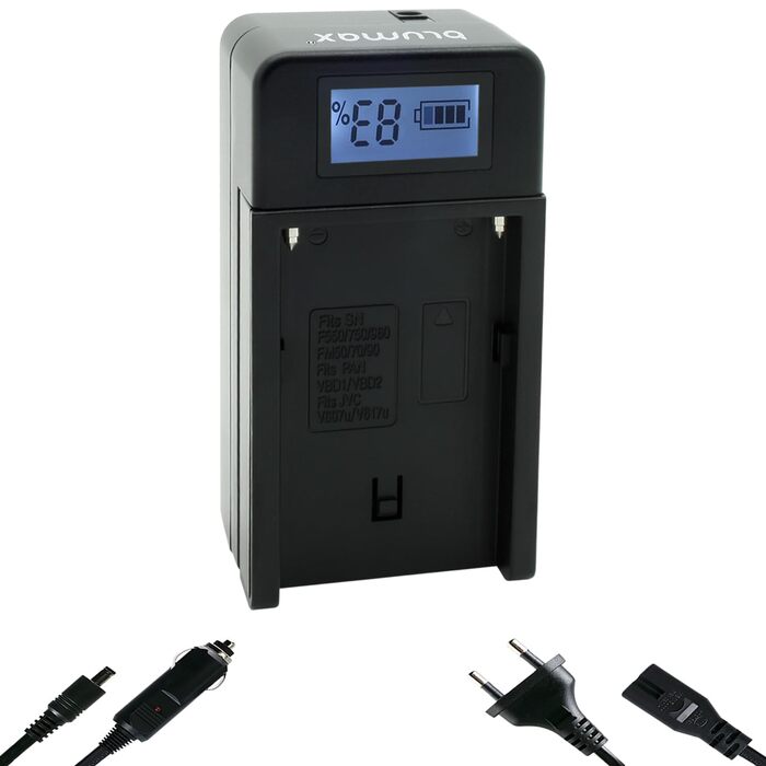 Зарядний пристрій Blumax Turbo LCD Dual/Single для Canon, Nikon, Panasonic, Sony – Dual/Single зарядка NH/LP-E6N/LP-E6, Sony NP-FM500H