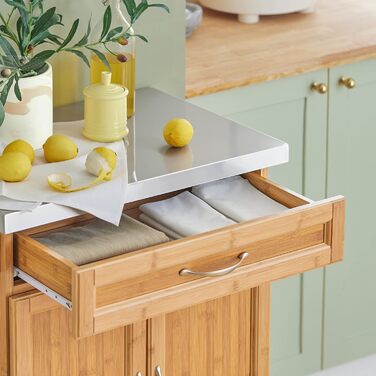 SoBuy Kitchen Cart with Wheels - Mobile Kitchen Island with Countertop