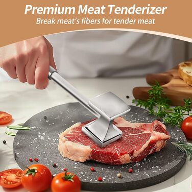 Кухонний молоток для м'яса Yopinmall з нержавіючої сталі, двосторонній, антипригарний, для шніцелів, котлет, стейків
