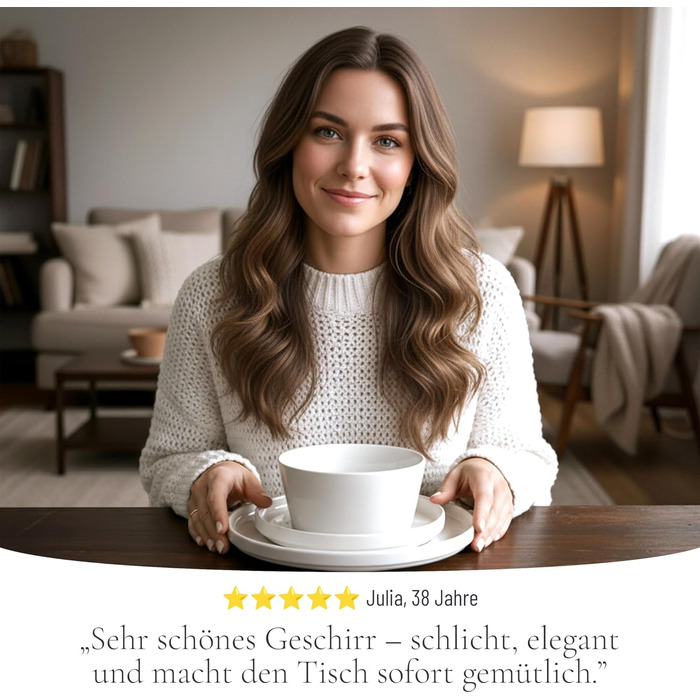 Набір посуду з порцеляни Pure Living на 12 осіб, 36 предметів, білий, Crystal, TESTSIEGER