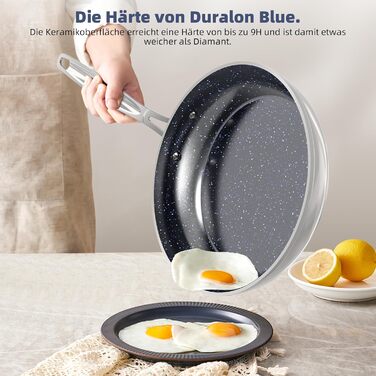 Набір посуду Nuwave G10 Duralon Blue (12 предметів): каструлі, сковороди з антипригарним покриттям, для індукційних плит, безпечний, без PFAS, сірий колір