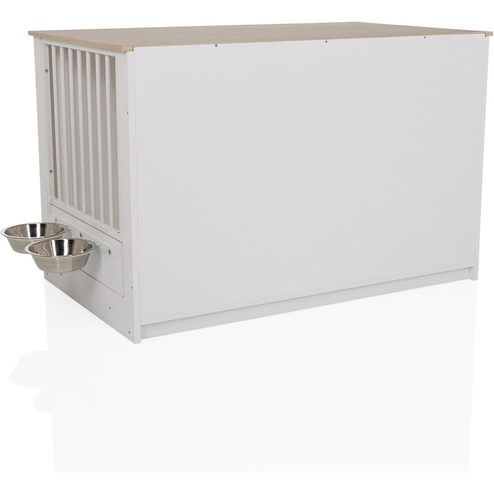 PAWHOME XL Клітка для собак, 102x60x66 см, білий/дуб, з мисками, до 30 кг