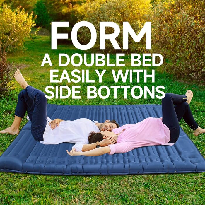 Каремат для кемпінгу Bluever самонадувний з насосом для ніг, 14 см, товстий, з подушкою. Підходить для піших прогулянок, намету, пляжу, подорожей.