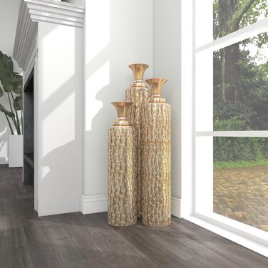 Металеві вази Deco 79 в стилі лофт, набір 3 шт, золотисті, 86.4/73.7/63.3 см