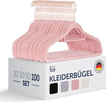 Набір вішалок для одягу Blumtal 20 шт. з оксамитовим покриттям, 360° обертання, міцні, економія місця, нековзні. Колір: рожеве золото / рожевий