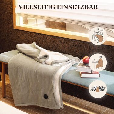 Електрична ковдра GOTCOZY 130x180 см з 10 режимами нагріву та таймером, що вимикається, пральна, бежева