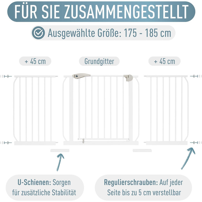 Захист для сходів IB STYLE для дітей - сітка для сходів, перегородка для тварин, без свердління, білий, 67-75 см