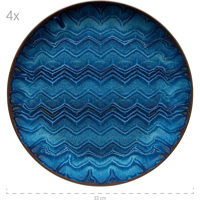 Набір посуду MÄSER Aquamarine (12 предметів) з тарілок для супу, десерту та їжі (4 персони), кераміка, блакитний