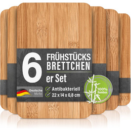 Набір з 6 дерев'яних підставок для сніданку з бамбука, 22x14x0,8 см