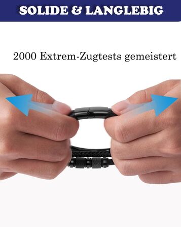 Чоловічий браслет на руці - шкіряний браслет з нержавіючою сталевою магнітною застібкою - плетений шкіряний браслет - браслети для чоловіків як подарунок на день народження, День святого Валентина, Різдво або День батька Чорний 21см