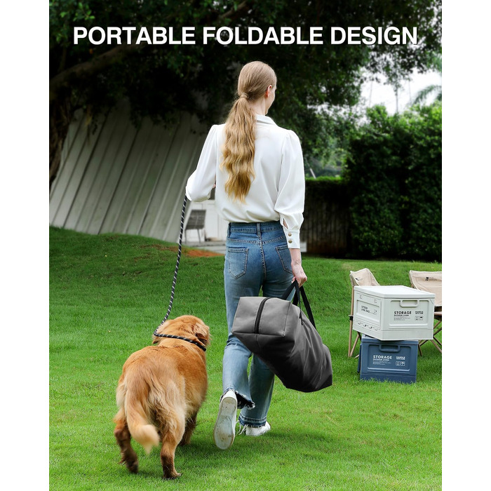 Складана переноска для собак середніх порід, 76x54x54 см (зелена) / 60x42x42 см (сіра), з м'яким лежанком та міцними сітковими вікнами