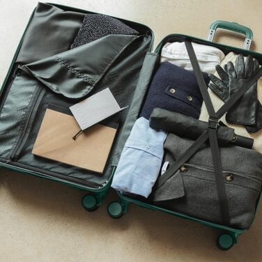 Набір валіз NUMADA Upfly T10 (3 шт.) з ABS: ручна валіза 55x40x20, середня валіза 66x44x26, косметичка. Зелений колір. Безпечний та міцний.