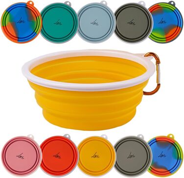 Набір мисок для собак Ligo EBBY (2 шт.) - туристичні, складна миска, жовтий колір, 1000 мл