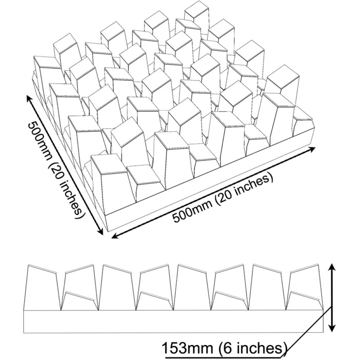 Набір акустичних диффузорів 2D для звукоізоляції та поглинання шуму, 50 x 50 см, колір Sonoma SIRIUS (150мм), 2 шт.
