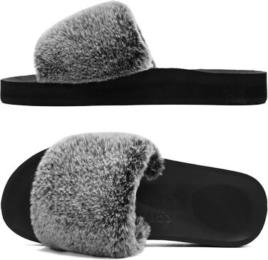 Пухнасті домашні тапочки COFACE для жінок, теплий халат, шльопанці, літні/зимові тапочки для душу, пухнасті шльопанці для жінок, рожевий колір (40 EU, Коала сірий)